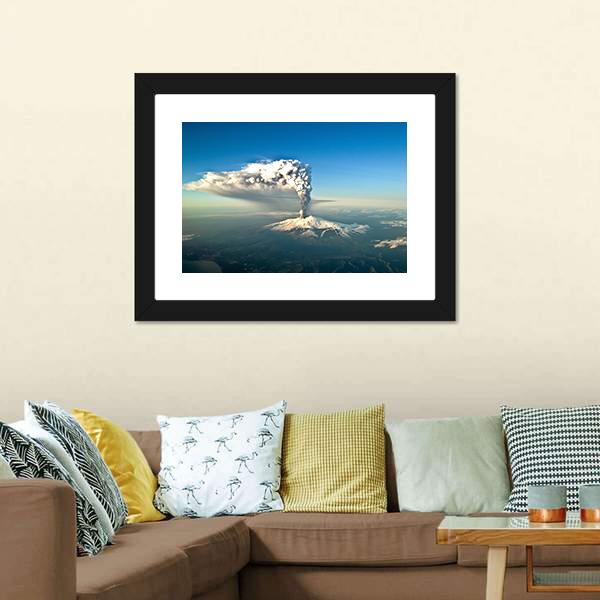 Mount Etna Eruption Canvas Wall Art-1 Piece-Framed Print-20" x 16"-Tiaracle