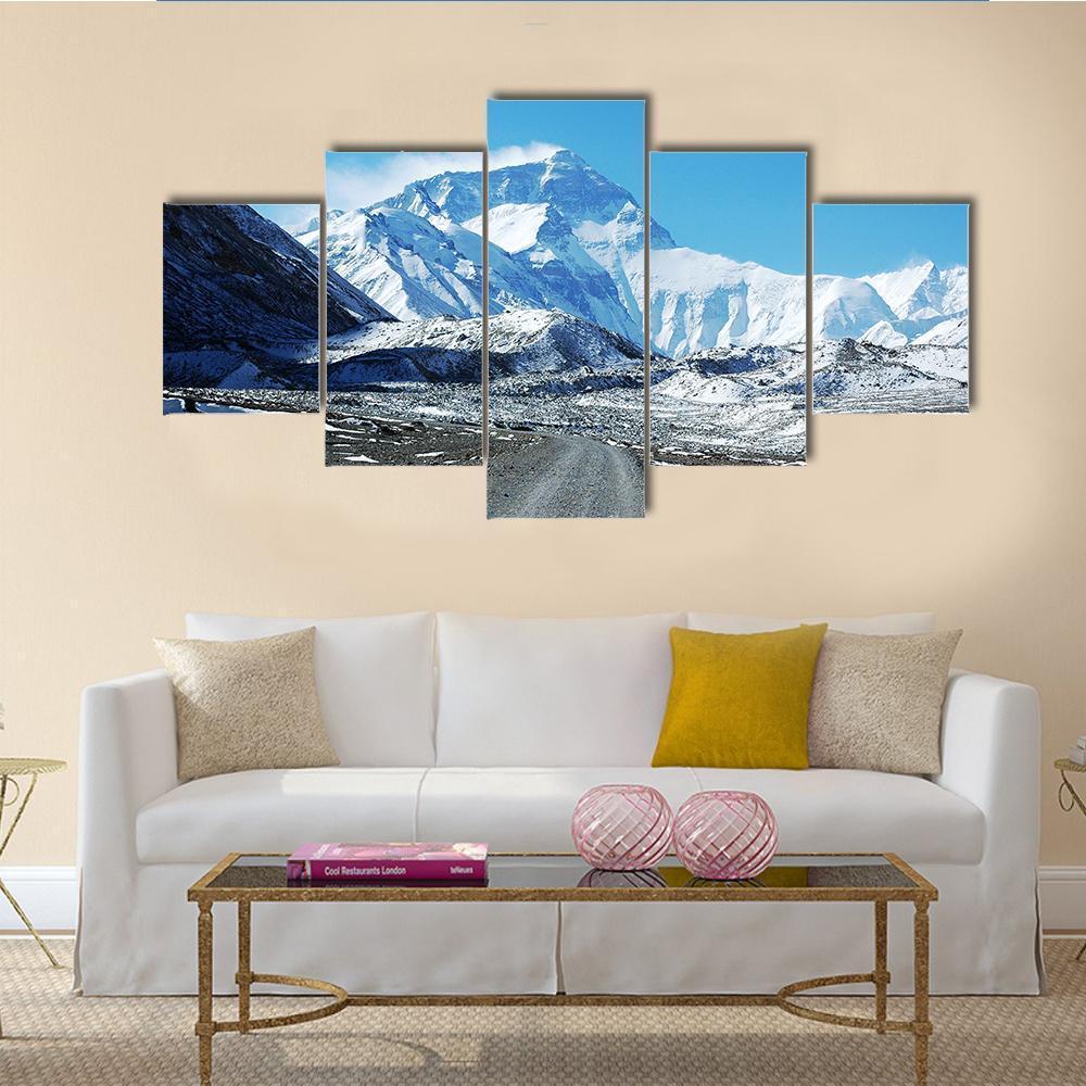 Mount Everest North Col Canvas Wall Art-5 Star-Gallery Wrap-62" x 32"-Tiaracle