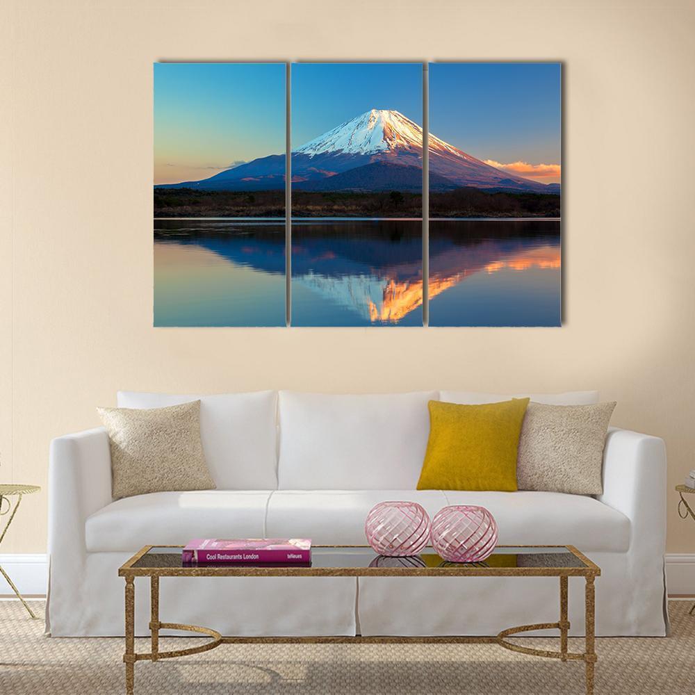 Mount Fuji & Lake Shoji Canvas Wall Art-3 Horizontal-Gallery Wrap-37" x 24"-Tiaracle