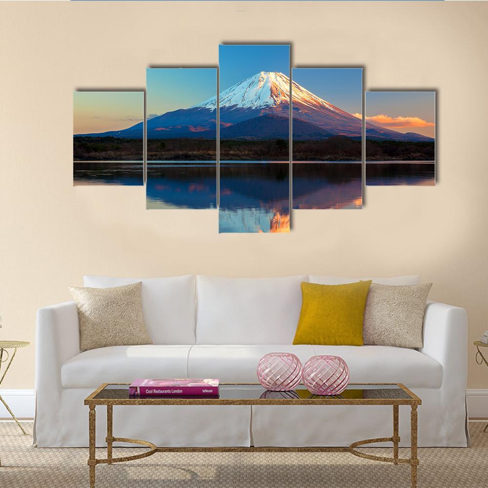 Mount Fuji & Lake Shoji Canvas Wall Art-5 Star-Gallery Wrap-62" x 32"-Tiaracle