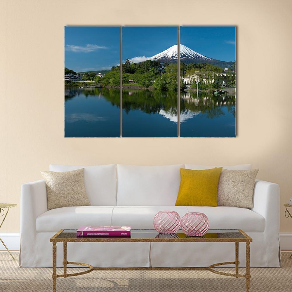 Mount Fuji From Lake Canvas Wall Art-3 Horizontal-Gallery Wrap-37" x 24"-Tiaracle