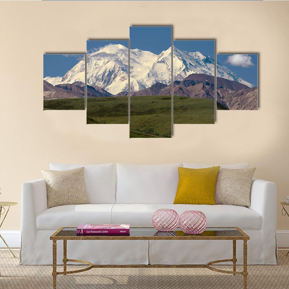 Mount Mckinley Canvas Wall Art-5 Star-Gallery Wrap-62" x 32"-Tiaracle