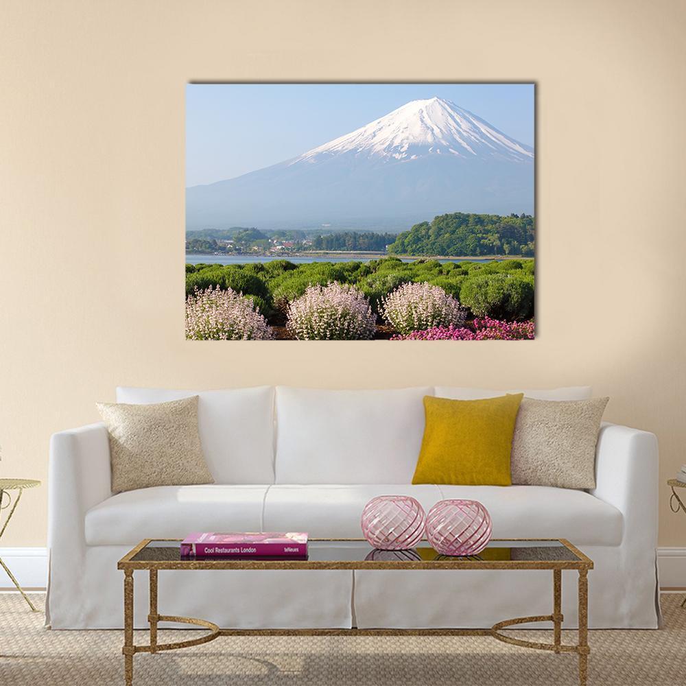 Mt Fuji In Spring Canvas Wall Art-1 Piece-Gallery Wrap-48" x 32"-Tiaracle