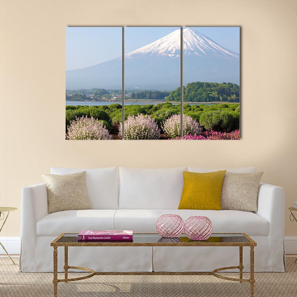 Mt Fuji In Spring Canvas Wall Art-3 Horizontal-Gallery Wrap-37" x 24"-Tiaracle