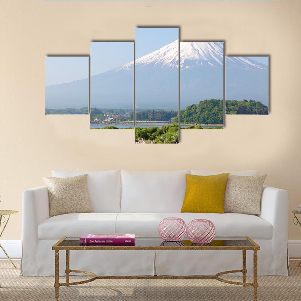 Mt Fuji In Spring Canvas Wall Art-5 Star-Gallery Wrap-62" x 32"-Tiaracle