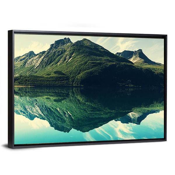 Mountain Lake Canvas Wall Art-3 Horizontal-Gallery Wrap-25" x 16"-Tiaracle