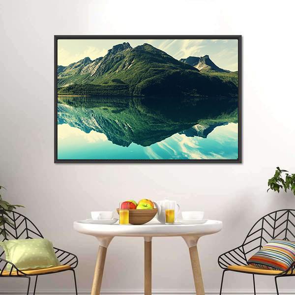 Mountain Lake Canvas Wall Art-3 Horizontal-Gallery Wrap-25" x 16"-Tiaracle
