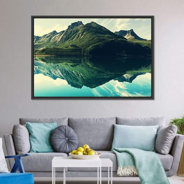 Mountain Lake Canvas Wall Art-3 Horizontal-Gallery Wrap-25" x 16"-Tiaracle