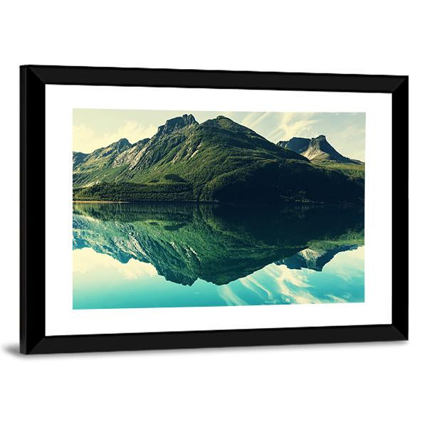 Mountain Lake Canvas Wall Art-3 Horizontal-Gallery Wrap-25" x 16"-Tiaracle