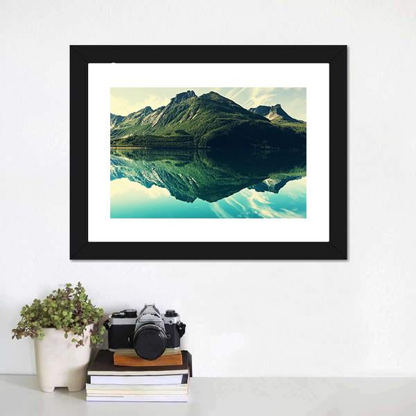 Mountain Lake Canvas Wall Art-1 Piece-Framed Print-20" x 16"-Tiaracle