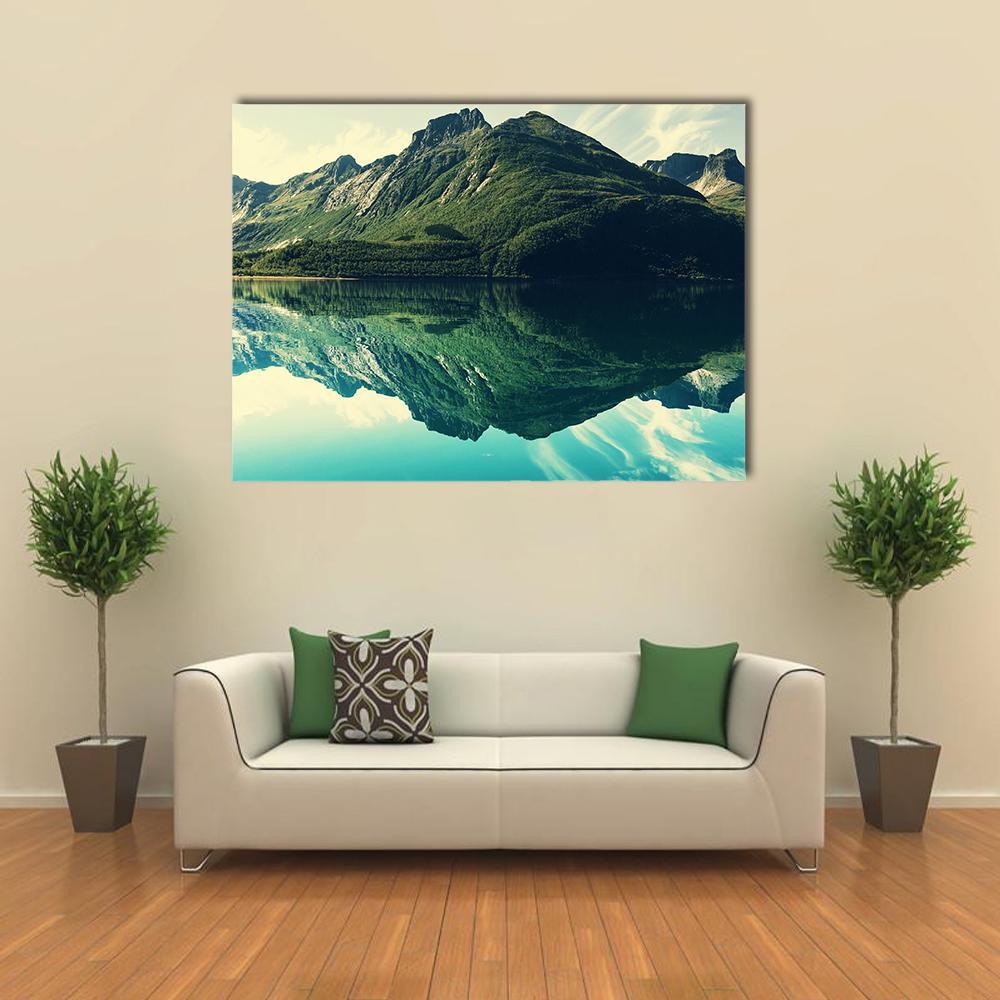 Mountain Lake Canvas Wall Art-1 Piece-Gallery Wrap-48" x 32"-Tiaracle