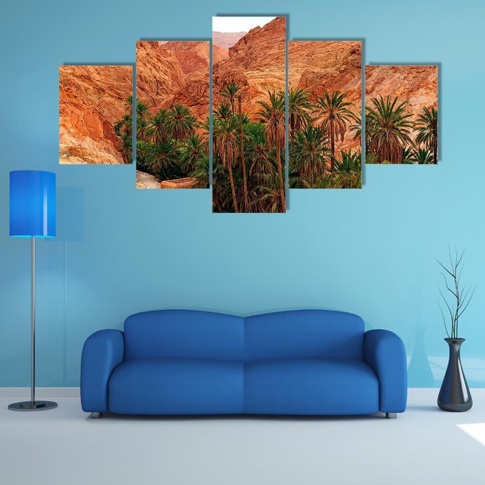 Oasis Chebika Canvas Wall Art-5 Star-Gallery Wrap-62" x 32"-Tiaracle