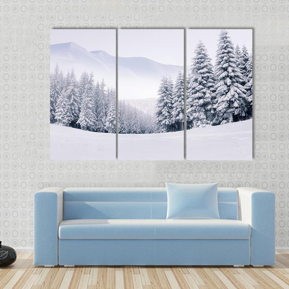 Mountain Top In Winter Canvas Wall Art-3 Horizontal-Gallery Wrap-37" x 24"-Tiaracle