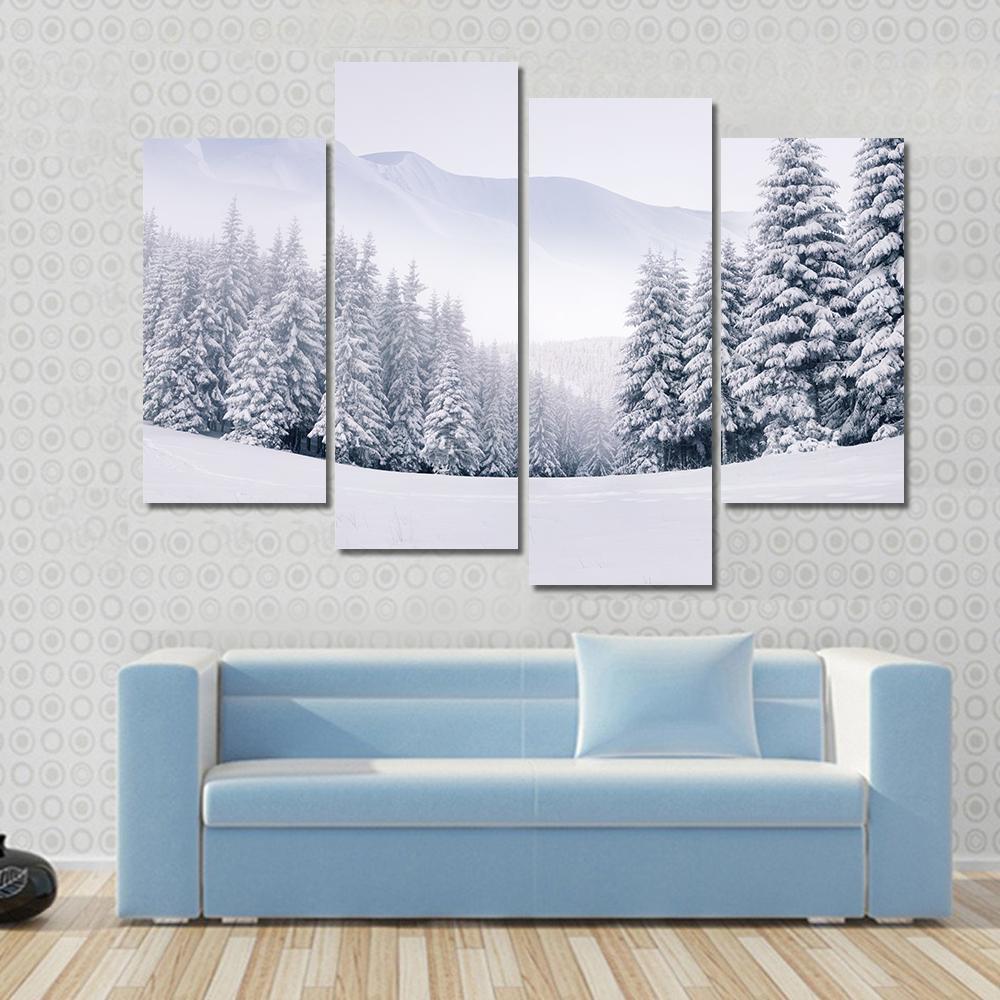 Mountain Top In Winter Canvas Wall Art-4 Pop-Gallery Wrap-50" x 32"-Tiaracle