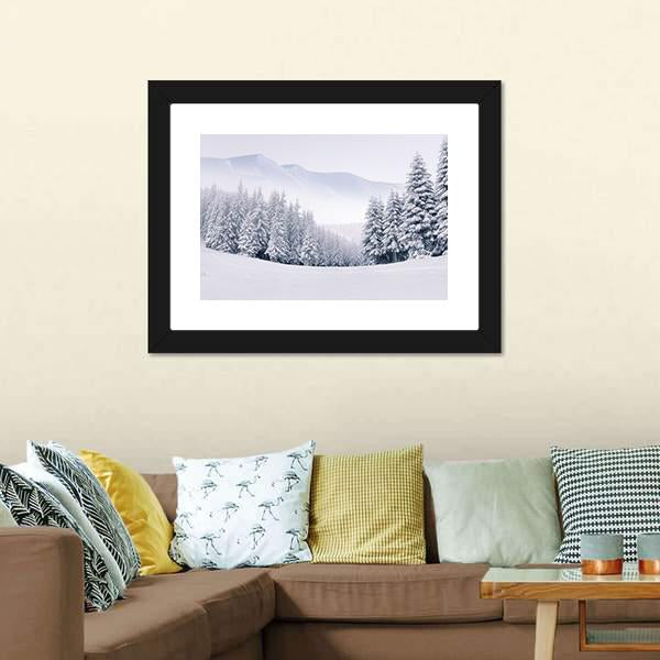 Mountain Top In Winter Canvas Wall Art-3 Horizontal-Gallery Wrap-25" x 16"-Tiaracle