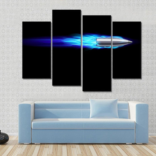 Moving Blue Fiery Bullet Canvas Wall Art-4 Pop-Gallery Wrap-50" x 32"-Tiaracle