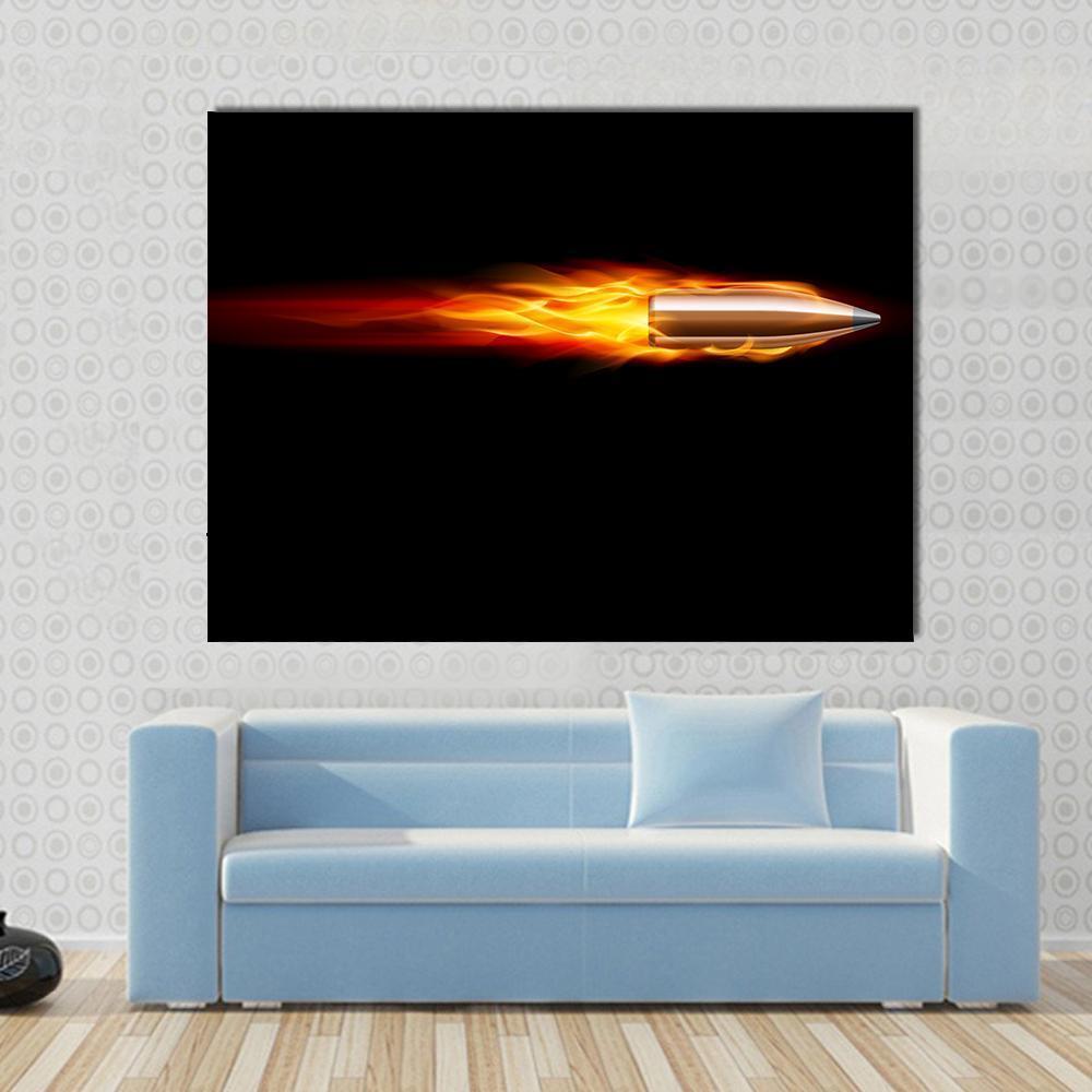 Moving Red Fiery Bullet Canvas Wall Art-1 Piece-Gallery Wrap-48" x 32"-Tiaracle