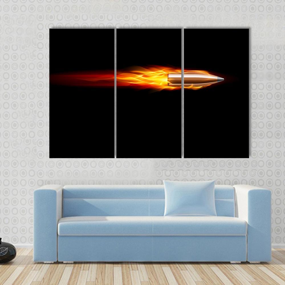 Moving Red Fiery Bullet Canvas Wall Art-3 Horizontal-Gallery Wrap-37" x 24"-Tiaracle