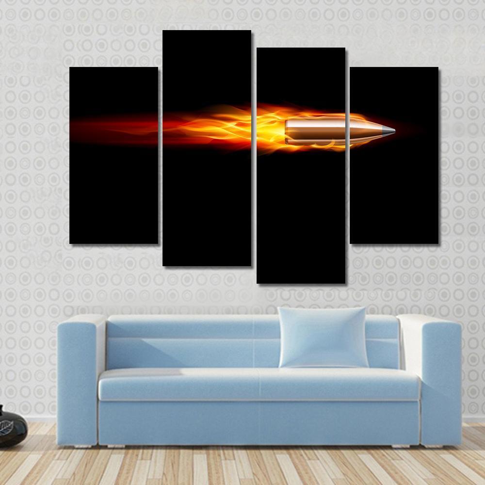 Moving Red Fiery Bullet Canvas Wall Art-4 Pop-Gallery Wrap-50" x 32"-Tiaracle