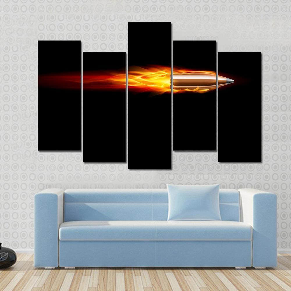 Moving Red Fiery Bullet Canvas Wall Art-5 Pop-Gallery Wrap-47" x 32"-Tiaracle