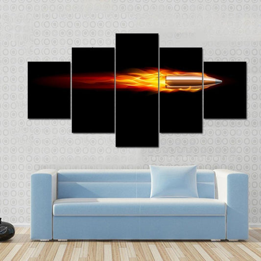 Moving Red Fiery Bullet Canvas Wall Art-5 Star-Gallery Wrap-62" x 32"-Tiaracle