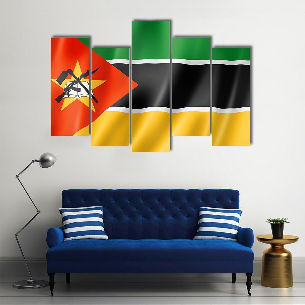 Mozambique Flag Canvas Wall Art-5 Pop-Gallery Wrap-47" x 32"-Tiaracle