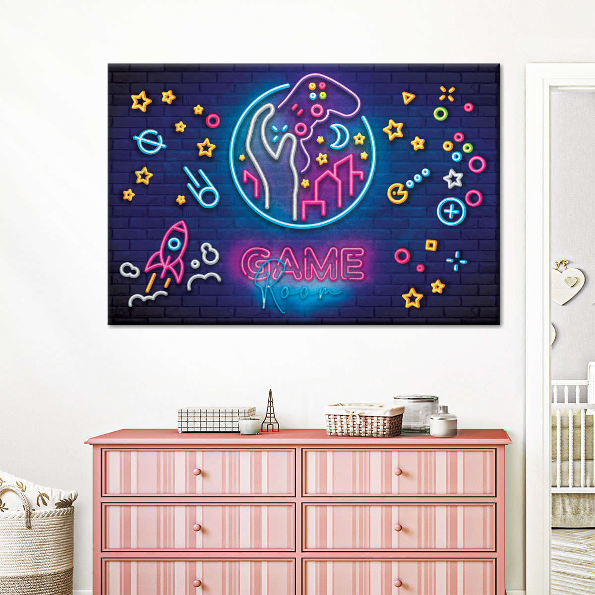 Spielzimmer Neonsymbole Wandkunst