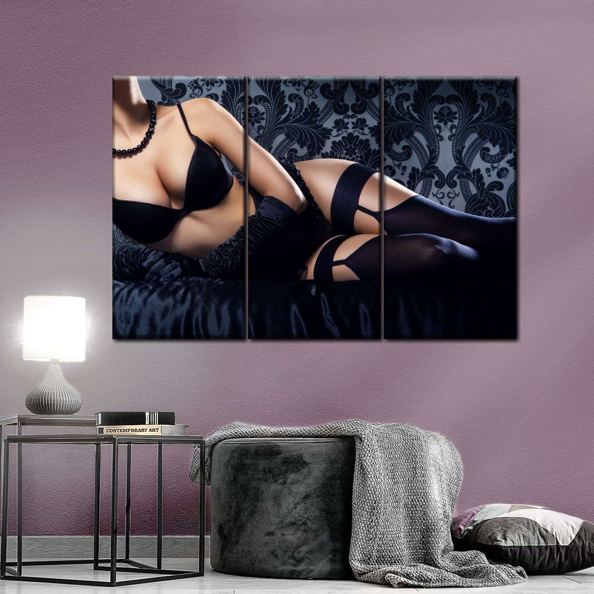 سیاہ دیوار آرٹ میں سیکسی عورت