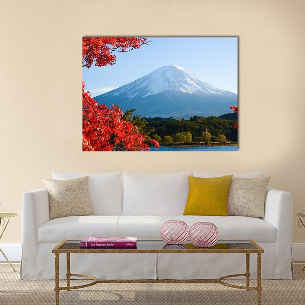 Mt Fuji In Autumn Canvas Wall Art-1 Piece-Gallery Wrap-48" x 32"-Tiaracle