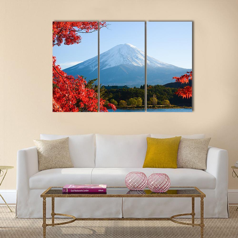 Mt Fuji In Autumn Canvas Wall Art-3 Horizontal-Gallery Wrap-37" x 24"-Tiaracle