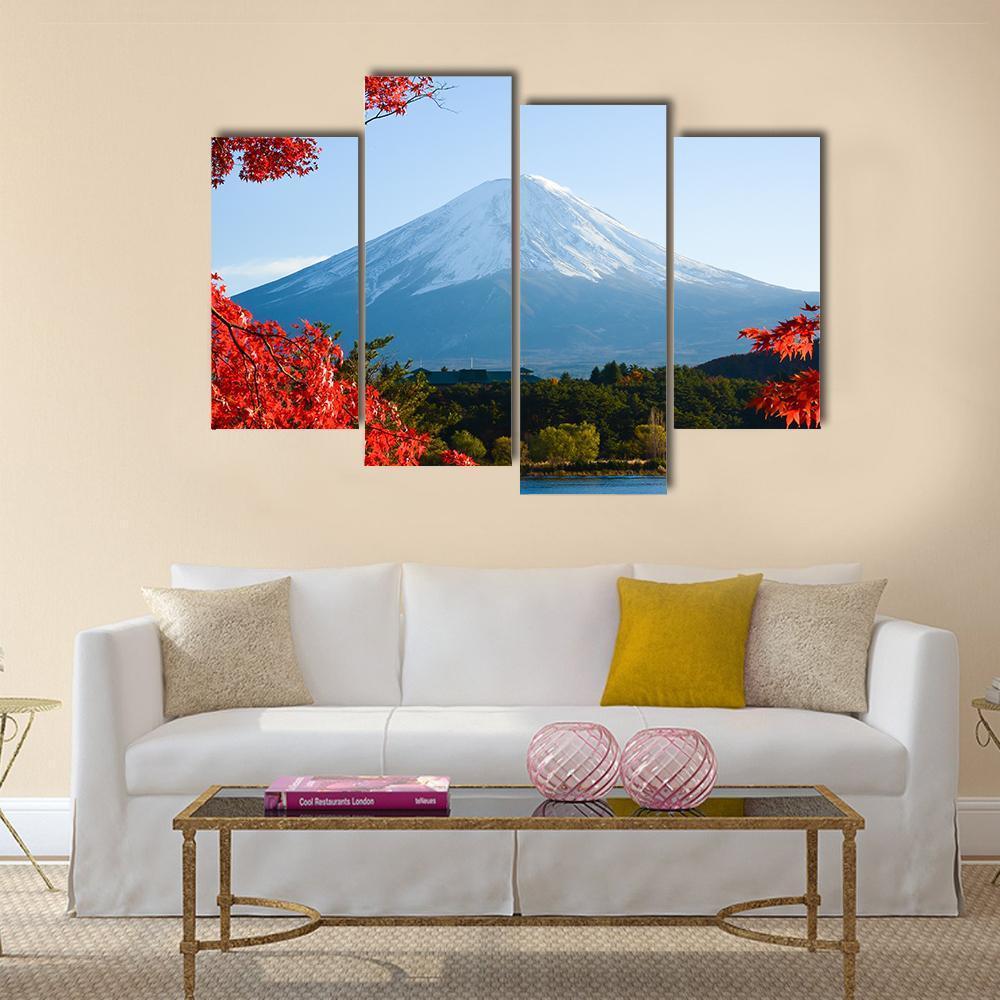 Mt Fuji In Autumn Canvas Wall Art-4 Pop-Gallery Wrap-50" x 32"-Tiaracle