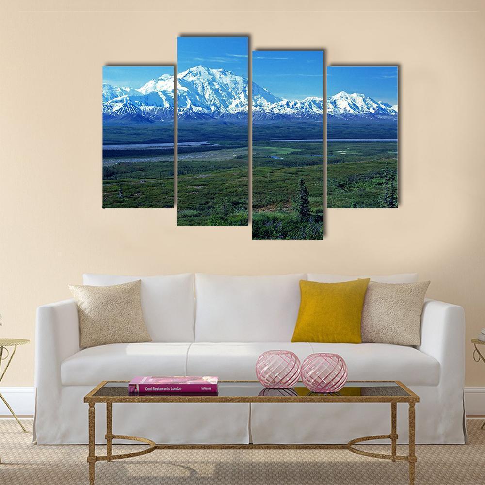 Mt McKinley & Lake Canvas Wall Art-4 Pop-Gallery Wrap-50" x 32"-Tiaracle