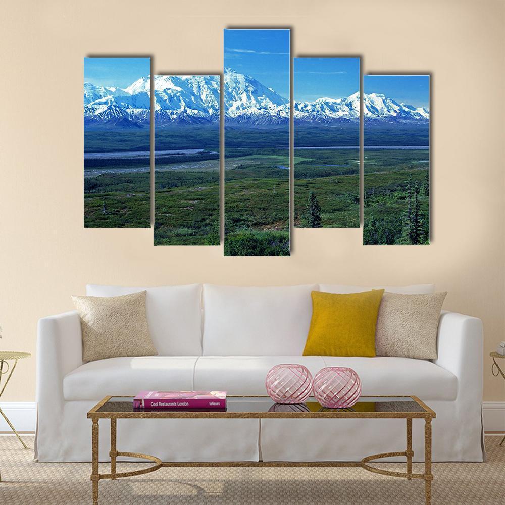 Mt McKinley & Lake Canvas Wall Art-5 Pop-Gallery Wrap-47" x 32"-Tiaracle