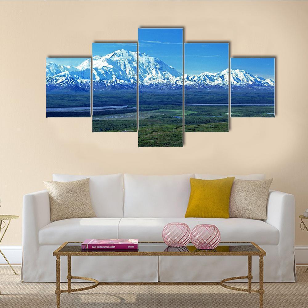 Mt McKinley & Lake Canvas Wall Art-5 Star-Gallery Wrap-62" x 32"-Tiaracle