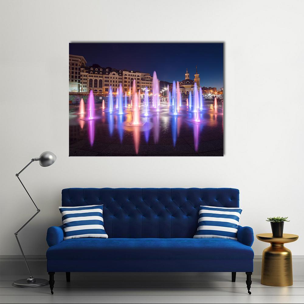 Colorful Fountains Canvas Wall Art-1 Piece-Gallery Wrap-48" x 32"-Tiaracle