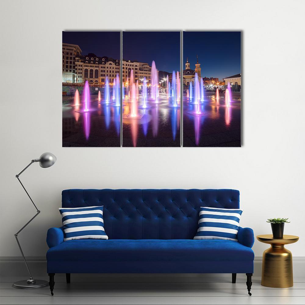 Colorful Fountains Canvas Wall Art-3 Horizontal-Gallery Wrap-37" x 24"-Tiaracle