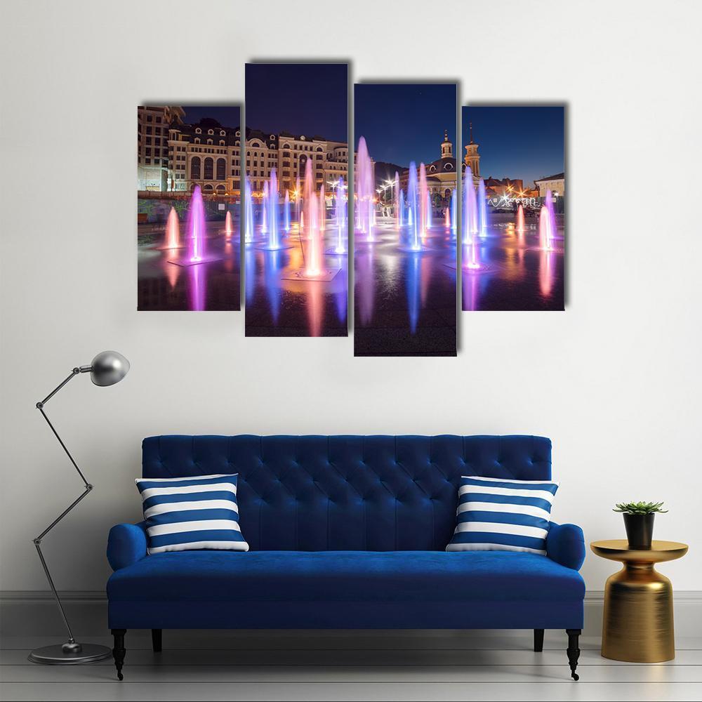 Colorful Fountains Canvas Wall Art-4 Pop-Gallery Wrap-50" x 32"-Tiaracle