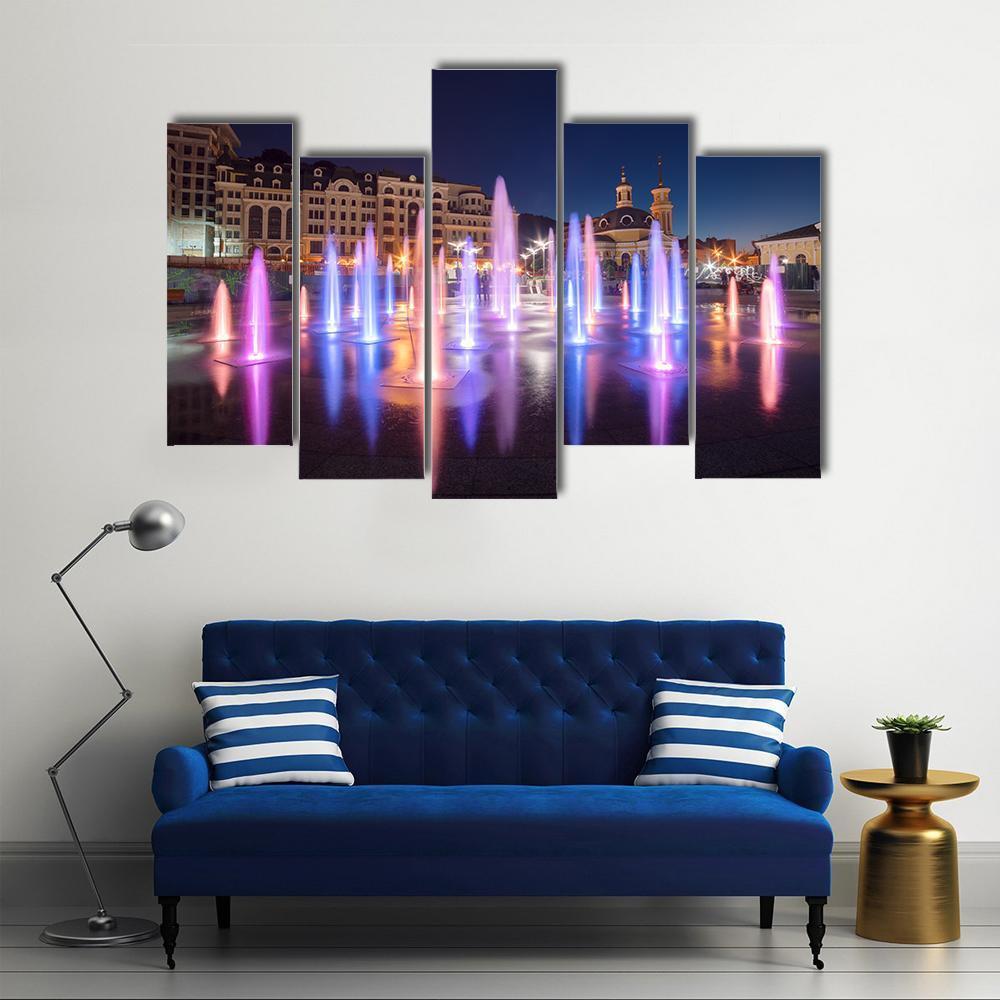 Colorful Fountains Canvas Wall Art-5 Pop-Gallery Wrap-47" x 32"-Tiaracle