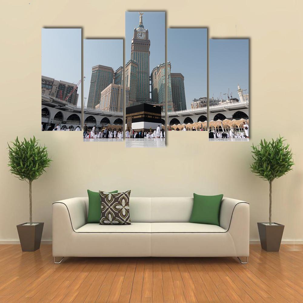 Kaaba At Daytime Canvas Wall Art-5 Pop-Gallery Wrap-47" x 32"-Tiaracle