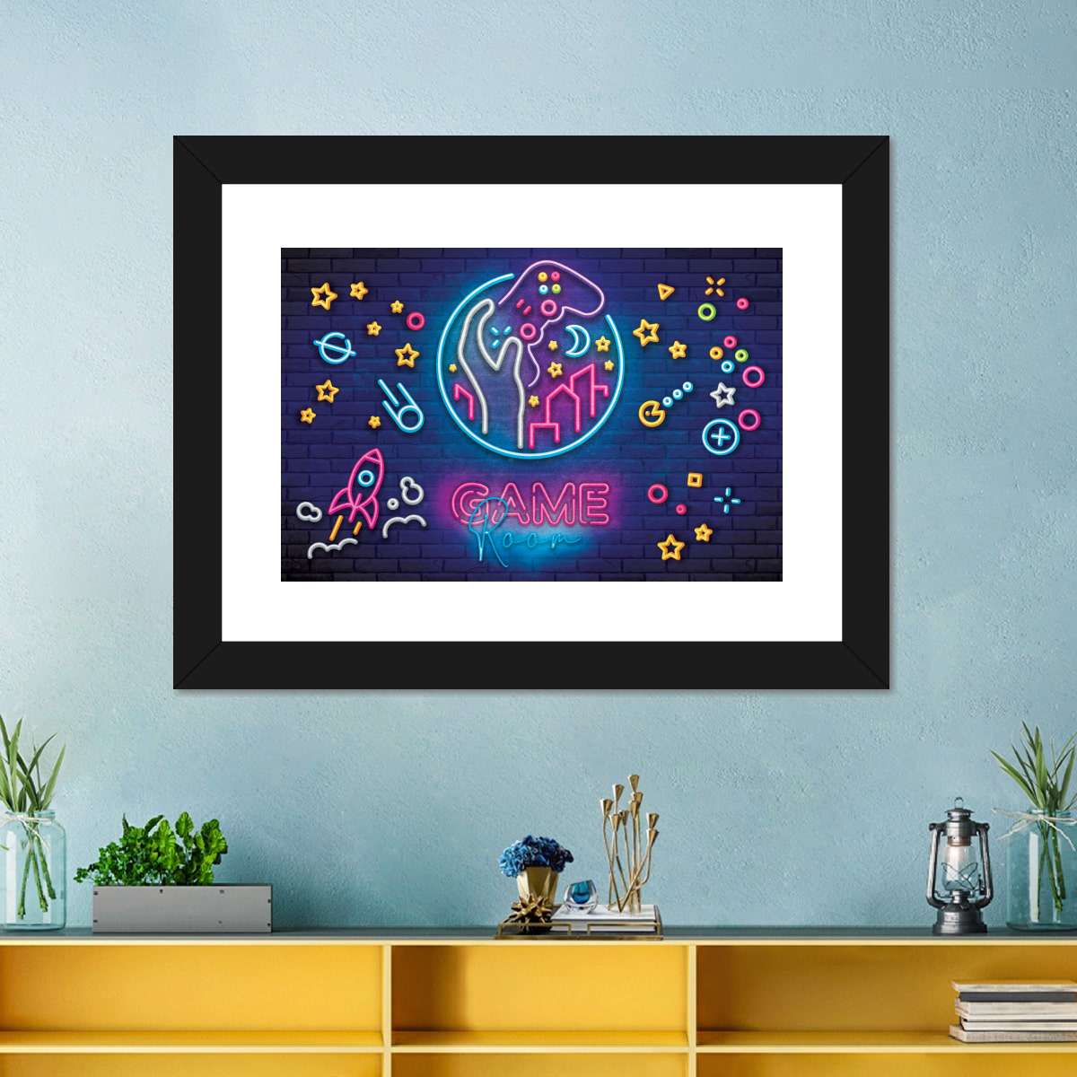 Spielzimmer Neonsymbole Wandkunst