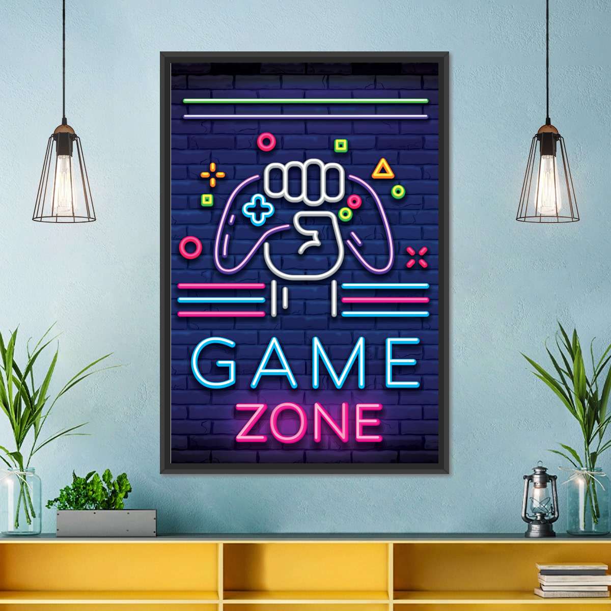 Neon -Spielzone Wandkunst