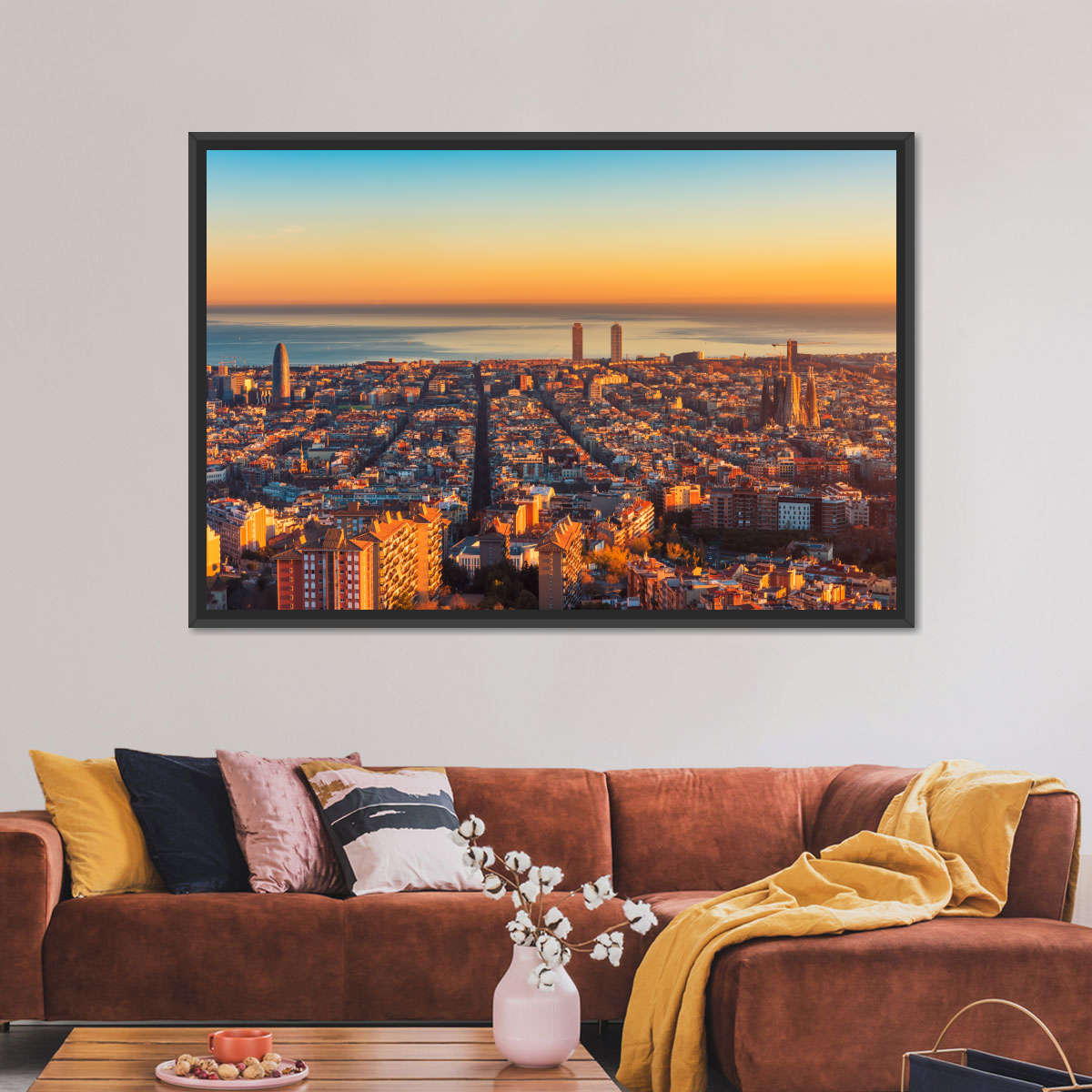 Barcelona Sunset Horizon Wandkunst