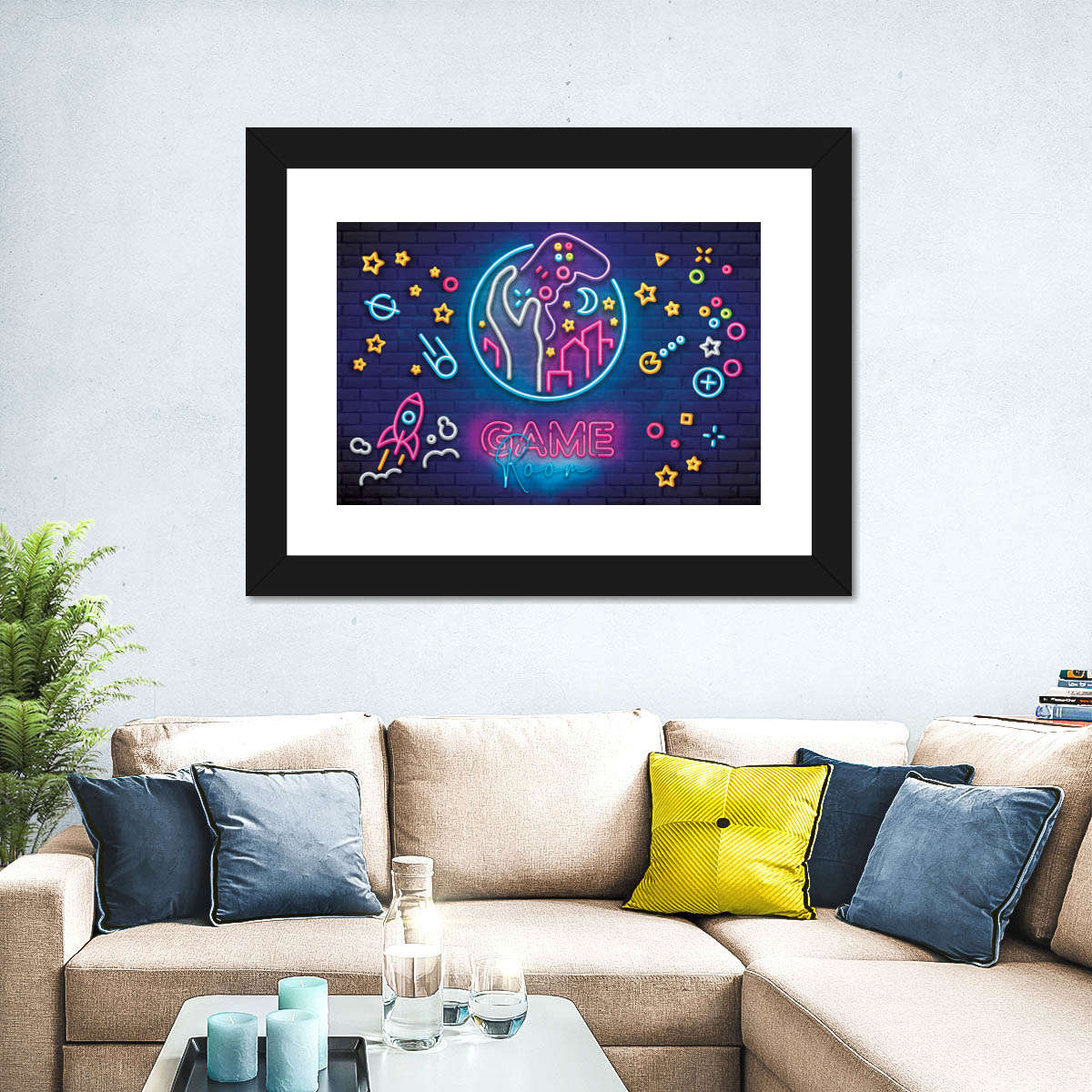 Spielzimmer Neonsymbole Wandkunst