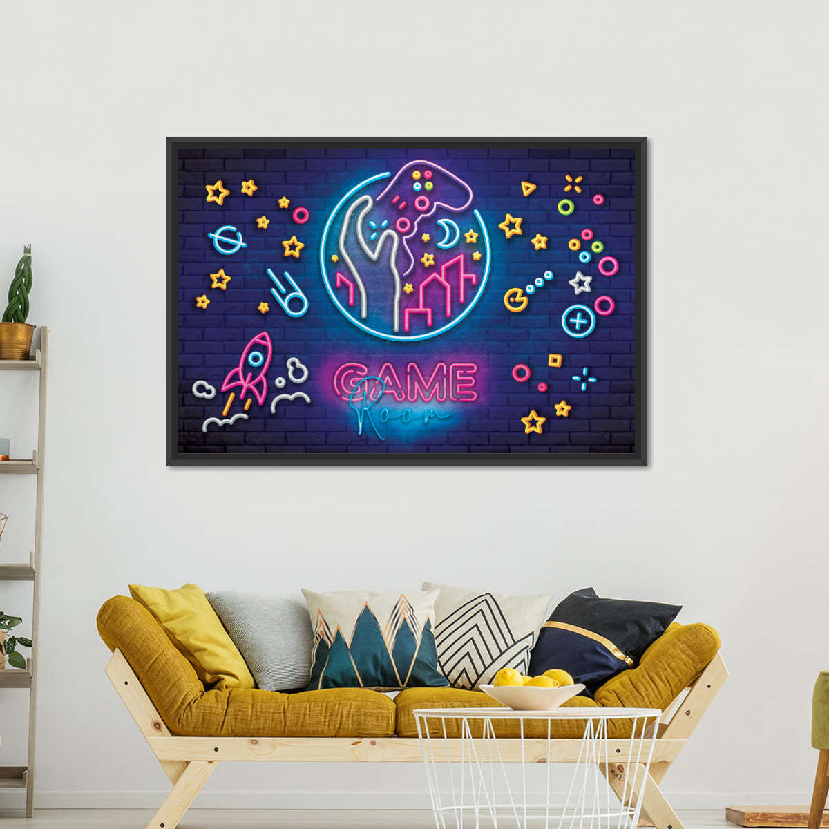 Spielzimmer Neonsymbole Wandkunst