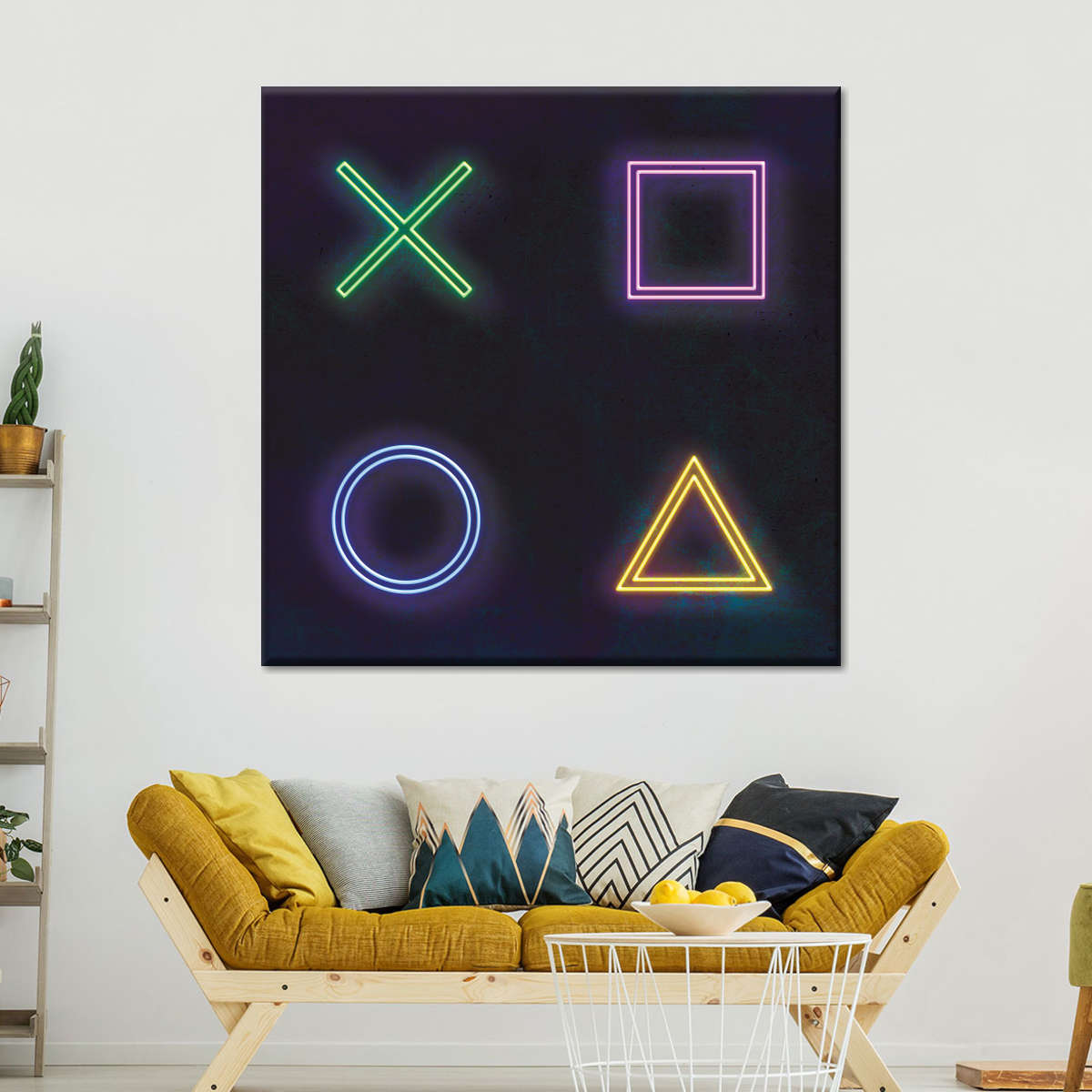 Neon PlayStation Icons Wandkunst