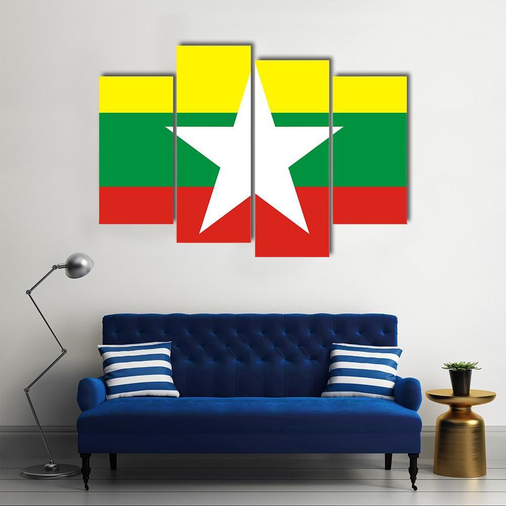 Myanmar Flag Canvas Wall Art-4 Pop-Gallery Wrap-50" x 32"-Tiaracle