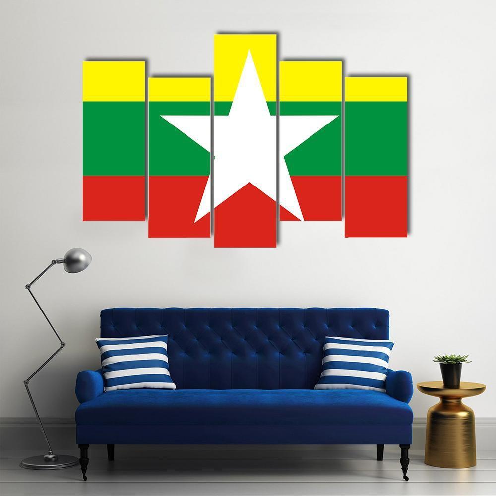 Myanmar Flag Canvas Wall Art-5 Pop-Gallery Wrap-47" x 32"-Tiaracle