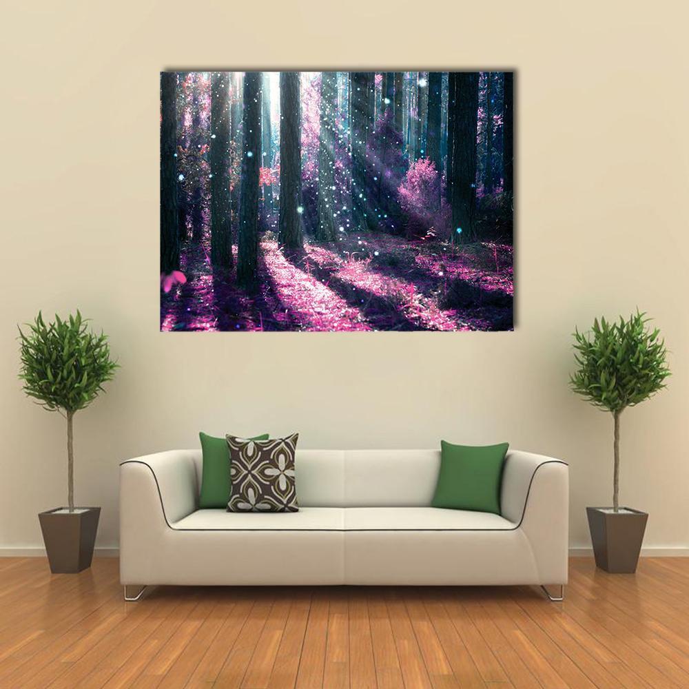 Mysterious Old Forest Canvas Wall Art-1 Piece-Gallery Wrap-48" x 32"-Tiaracle