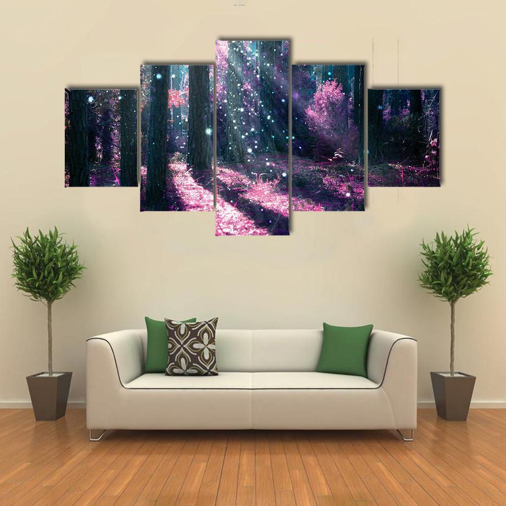 Mysterious Old Forest Canvas Wall Art-5 Star-Gallery Wrap-62" x 32"-Tiaracle