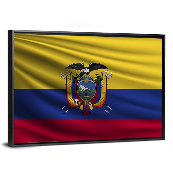 National Flag Of Ecuador Canvas Wall Art-3 Horizontal-Gallery Wrap-25" x 16"-Tiaracle